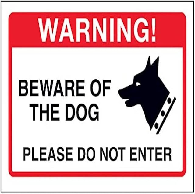 VSafety Beware Of The Dog, Please Do Not Enter Sign - 150mm x 100mm - 1mm Rigid Plastic