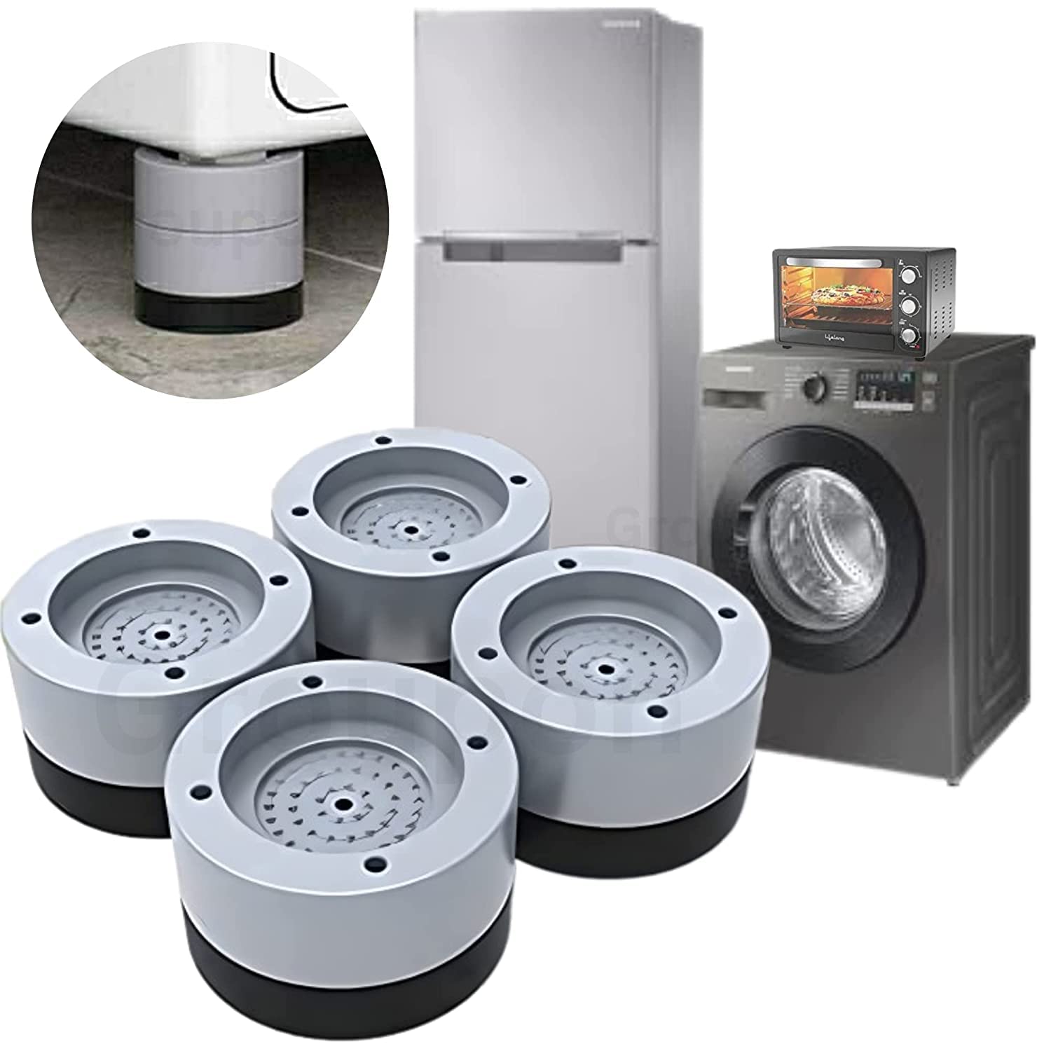 Swinsky Washing Machine Stand Refrigerator Stand Anti Vibration Pads for Washing Machine Washer Dryer Furniture Pad Sofa Table Chair Riser Leg Anti Walk Rubber Pad Anti Slip Main (Pack of 4 Stands) (B0C72TM7SY) Amazon Price History, Amazon Price Tracker
