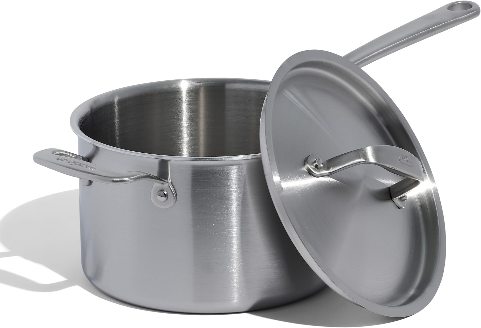 Cookware - 4 Quart Stainless Steel Saucepan with Lid - 5 Ply Stainless Clad Sauce Pan - Professional Cookware - Made in Italy - Induction Compatible