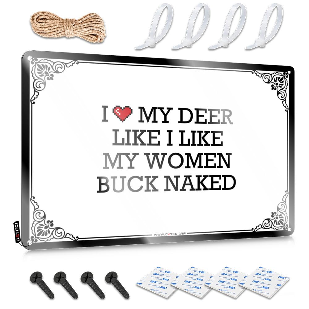 Retro Wall Art Farmhouse Cottage Core Decorations Home Decor - I Love My Deer Like I Like My Women Buck Naked Haves Rustic Style Artwork For Ranch(30X40CM)