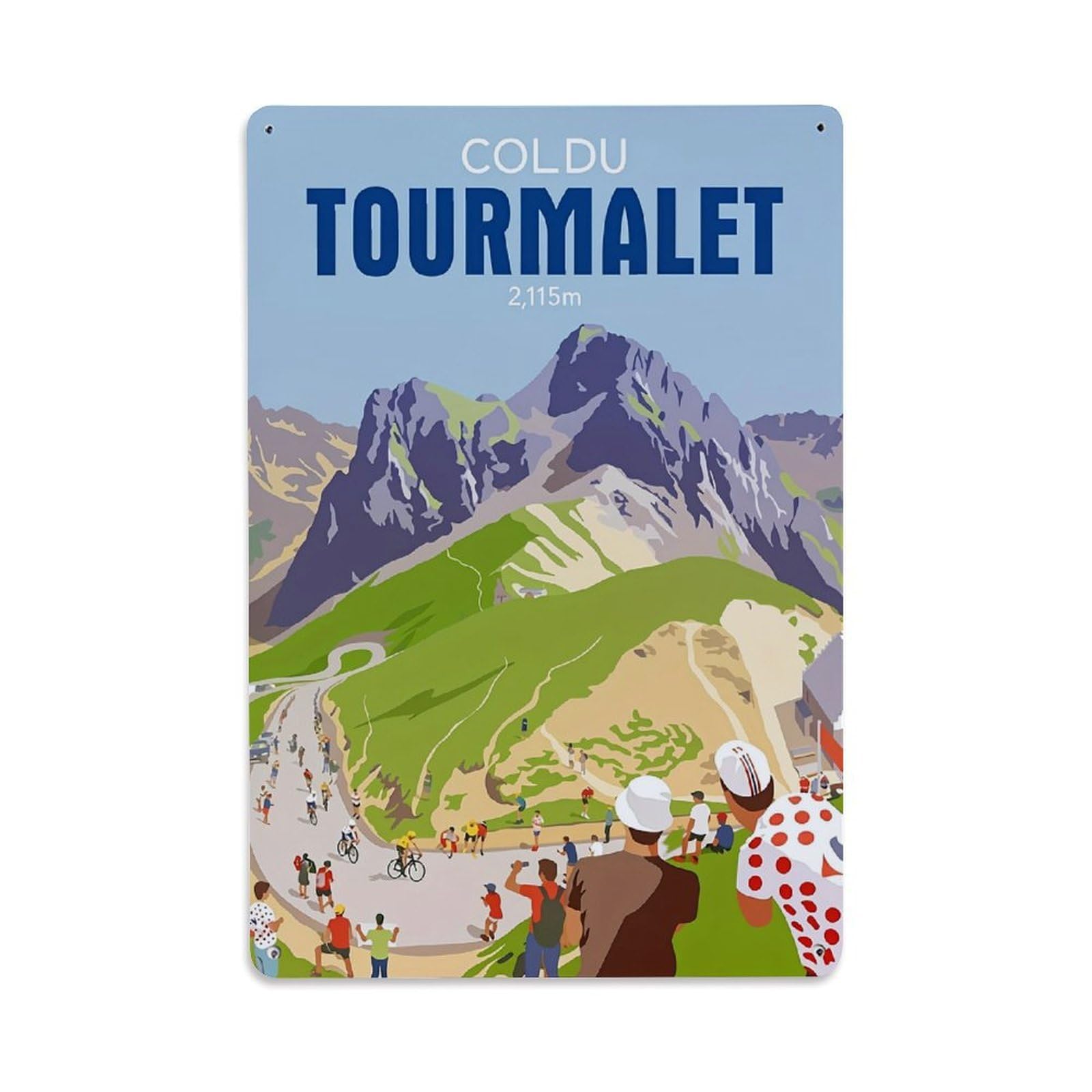 Bliveurn Vintage Col Du Tourmalet Mountain Scene Retro Metal Tin Sign, Metal Poster For Home, Gaming Room, Studio Workshop,Bar,Garage Wall Art Decor 8X12 Inch