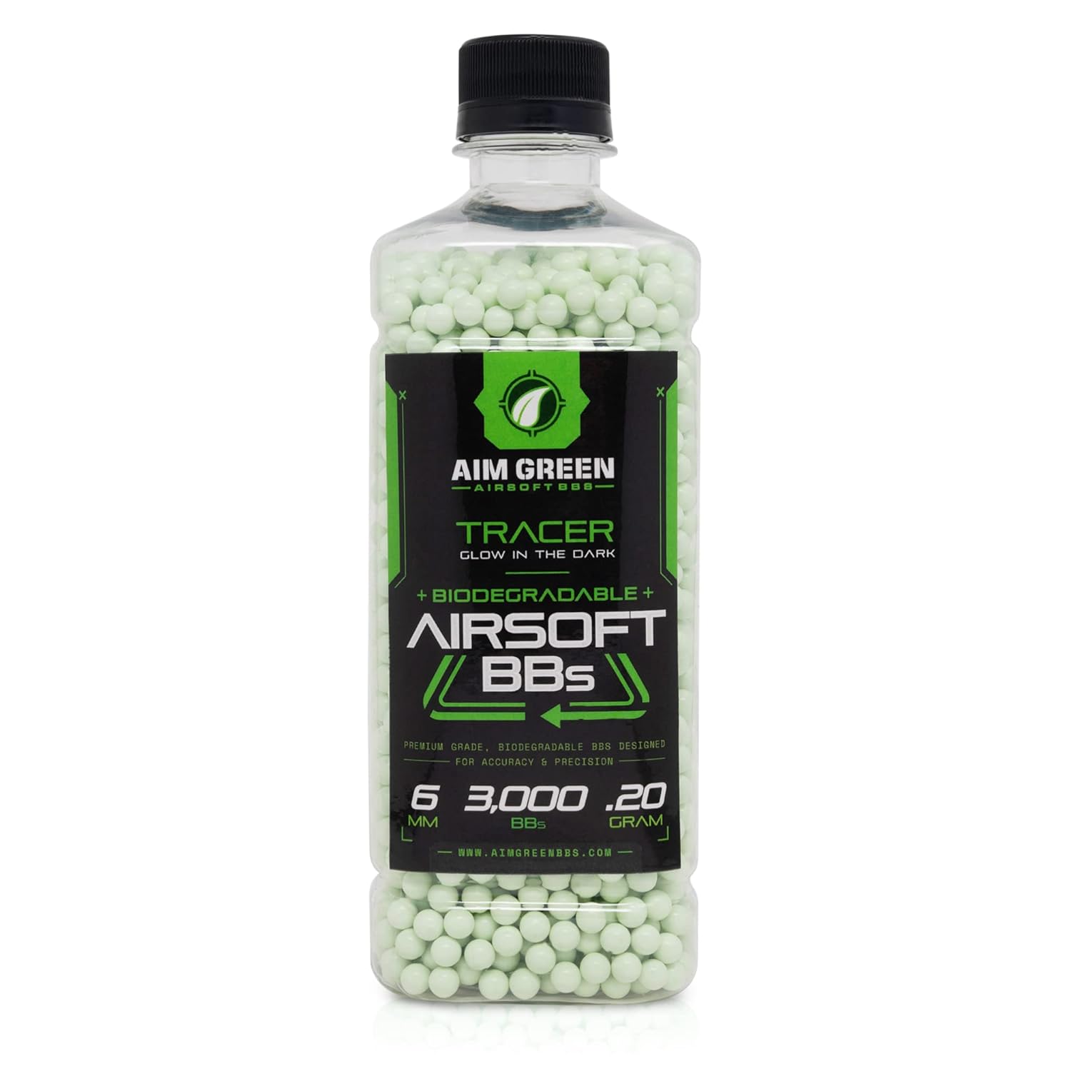 Aim Green Glow in The Dark Biodegradable Airsoft BBS 2,000 Smooth
