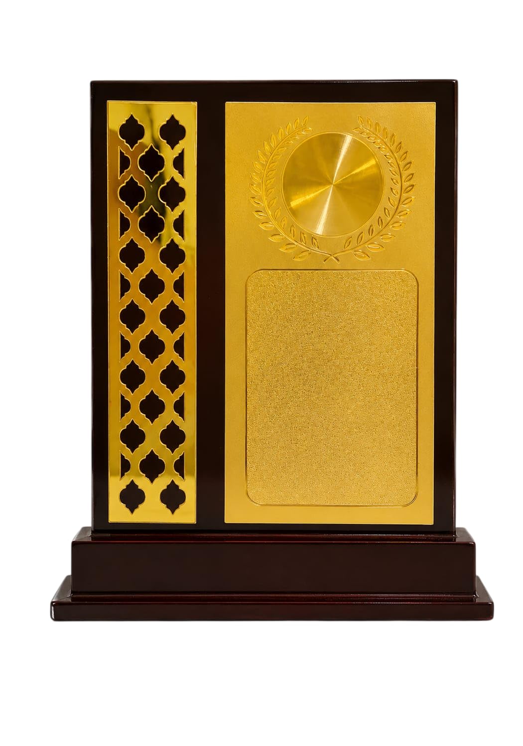 Wooden Trophy Plaque with Golden Foil Jaali Design | Premium Award Shield for Corporate Recognition, Employee Appreciation, School & Sports Awards-picture-25