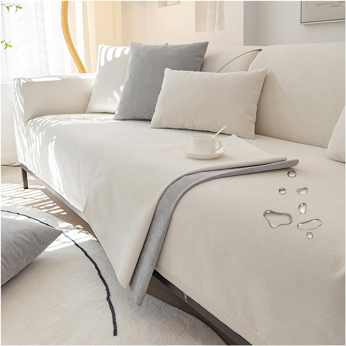 Waterproof Multi Cover, Chenille Fabric, Anti-Slip, Sofa Cover, Thick, For Dogs and Cats, For Pets, Sofa Pad, Scratches, Stain Prevention, Sofa Protective Cover, Bay Window, Solid, Rug, Easy Hanging,
