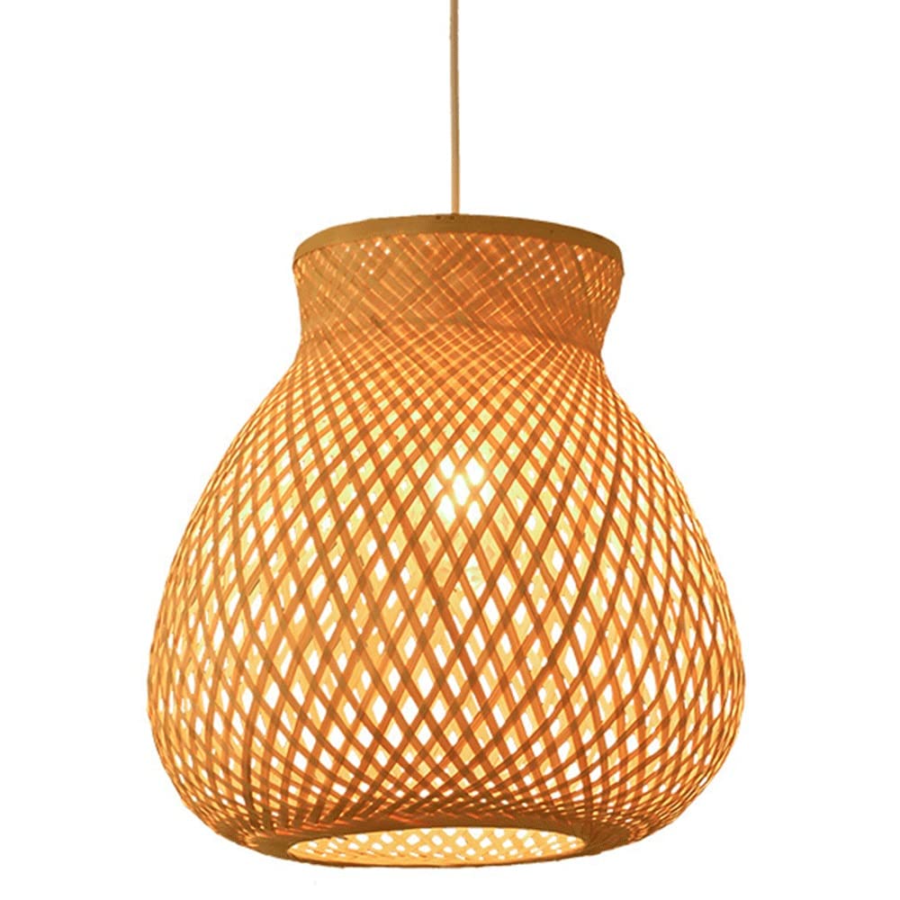Abat-jour rond creux en bambou GYORI plafonnier suspension rotin