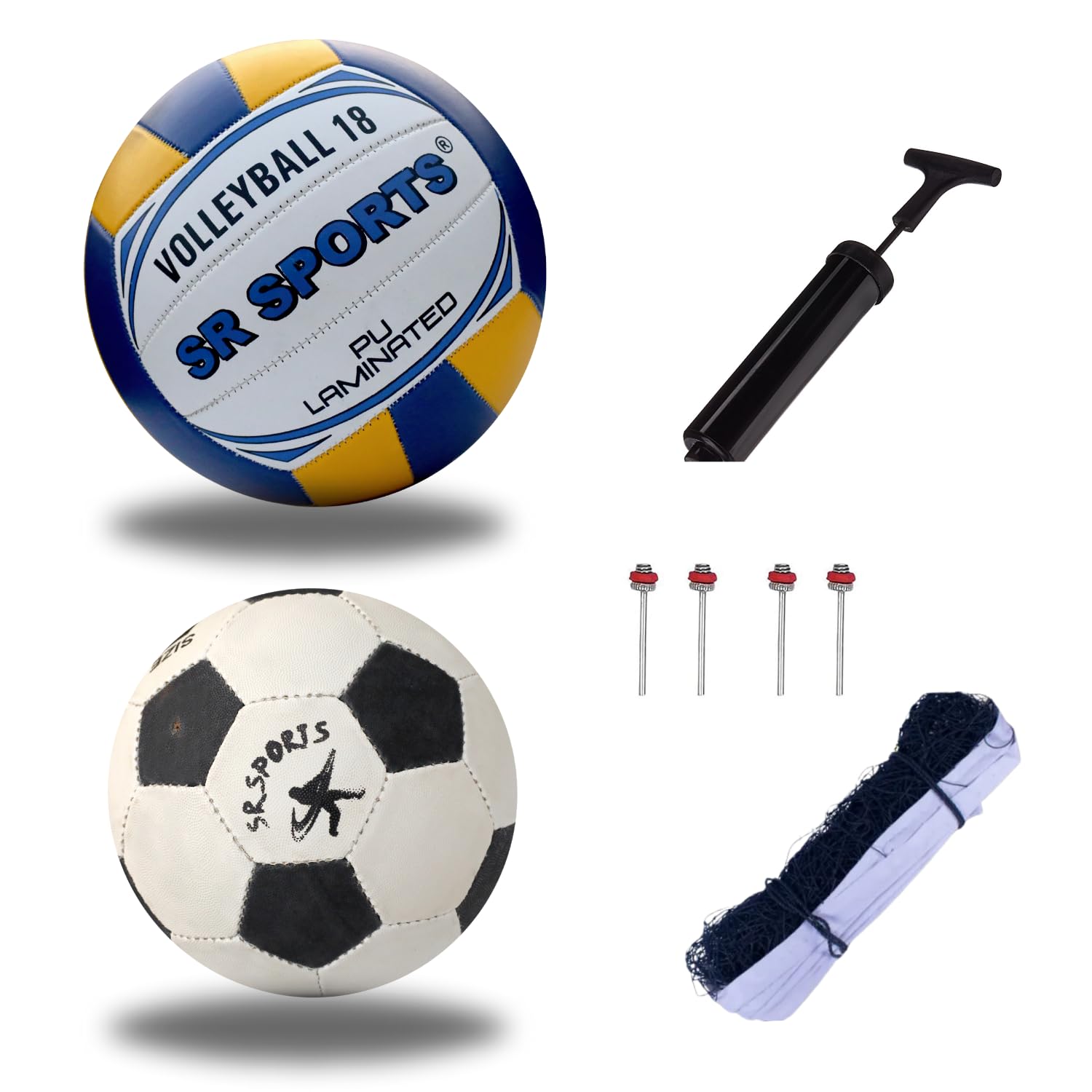 SR SPORTS Volleyball & Football Combo with Pump, Needles & Net | Complete Sports Set for Indoor & Outdoor Play | Durable & High-Performance Balls for Training & Matches-image-34