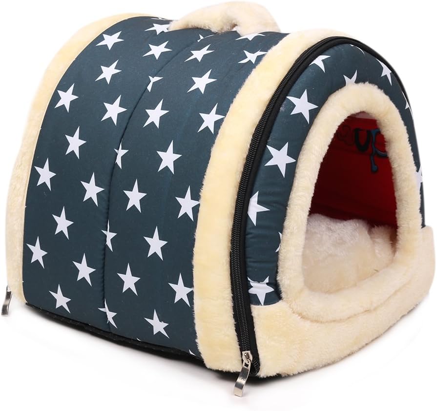 ANCOUS Pet Nest & Sofa Bed, Foldable Non-slip Dog Cat House and Winter Soft Cozy Mattress 4 Style 5 Size (L, Blue)
