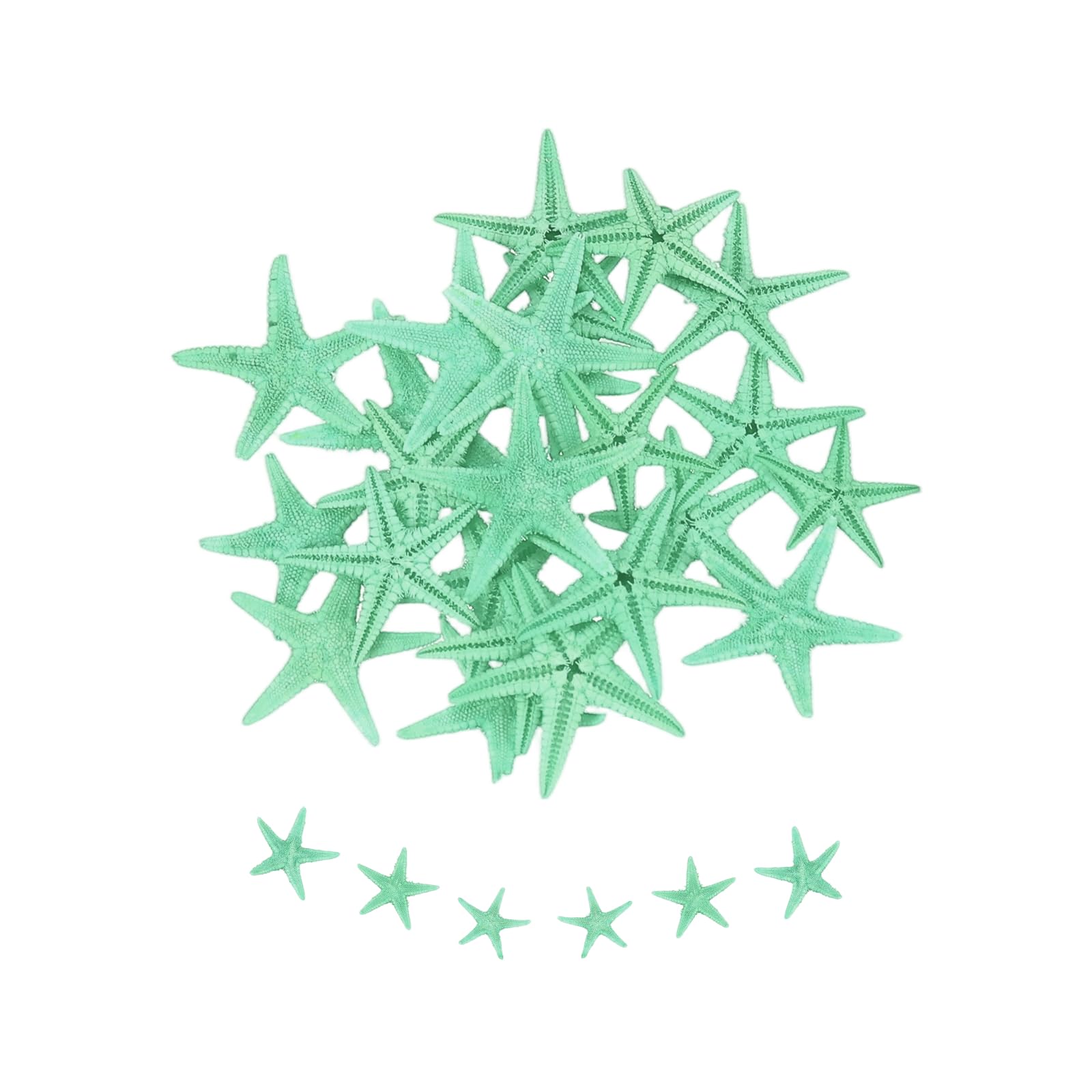 sourcing map 30Pcs Starfish for Craft, 0.4"-0.8" Small Natural Starfish Sea Star Crafting Seashells Bulk for Wedding Beach Theme Party Decorations Home Vase DIY Crafts Decor, Green