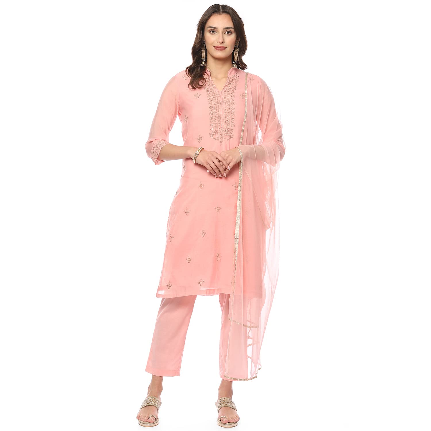 biba Chanderi Women Embroidery Narrow Salwar Kurta Dupatta-picture-17