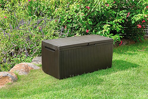 Keter Springwood 80 Gallon Resin Outdoor Storage Box For Patio Furniture Cushions, Pool Toys, And Garden Tools With Handles #TOP2