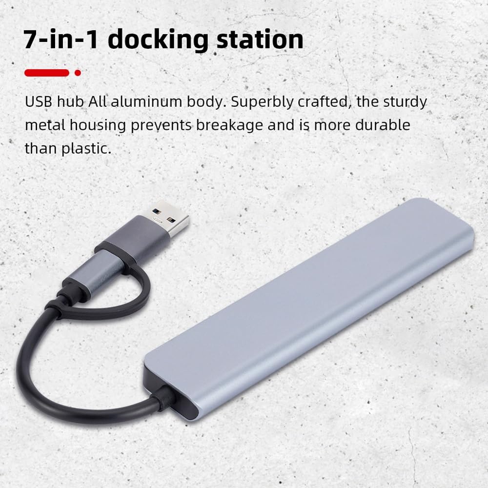 Adattatore multi splitter USB di tipo C 4/5/7 porte Hub USB Expander trasmissione ad alta velocità Plug and Play per PC Computer (dimensioni: C)