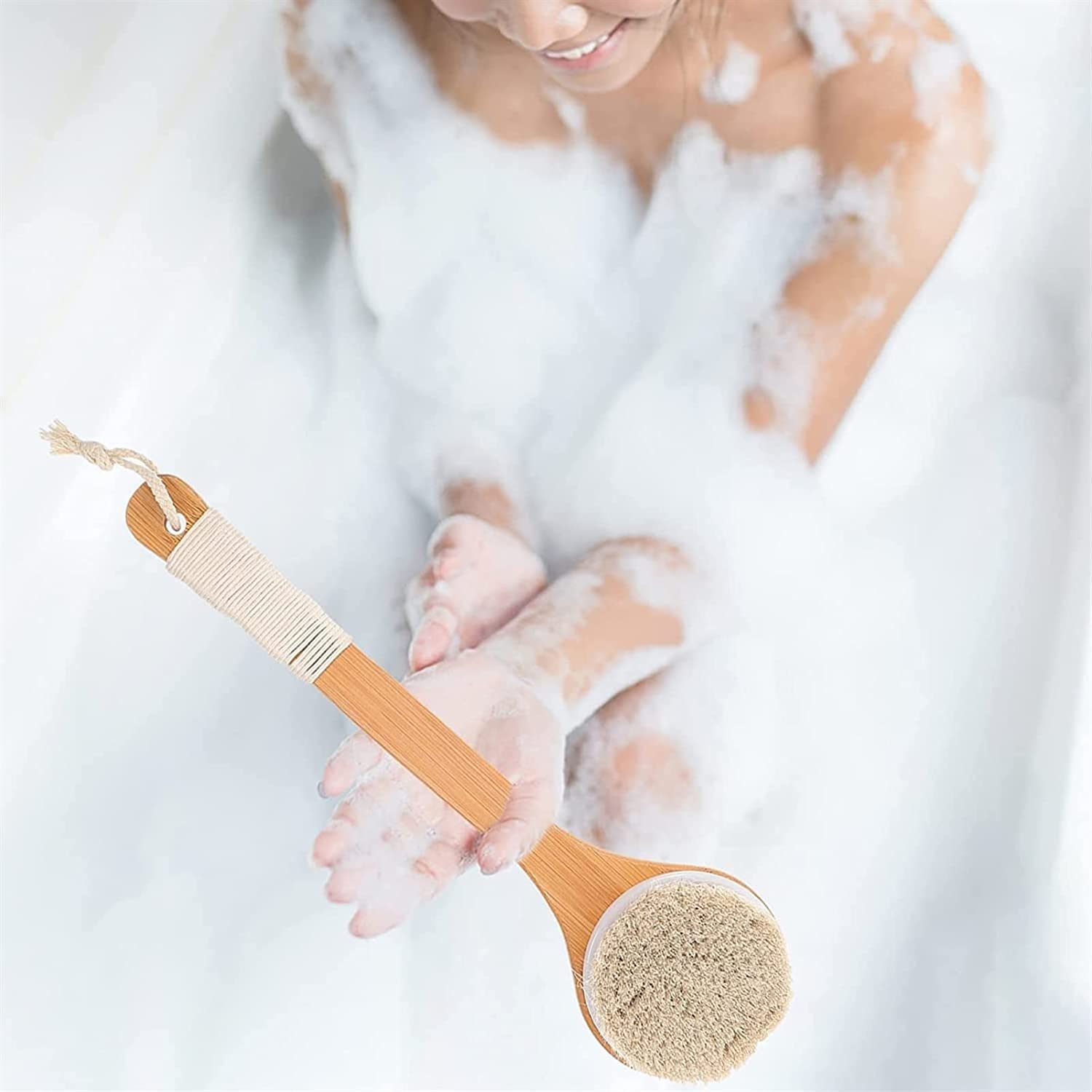 Duschbürste, Lange Griff Dusche Back Pinsel mit weichen und steifen Borsten Männer & Frauen rutschfeste Badekörper Peeling Wäscherbürste for nasses oder trockenes Bürsten