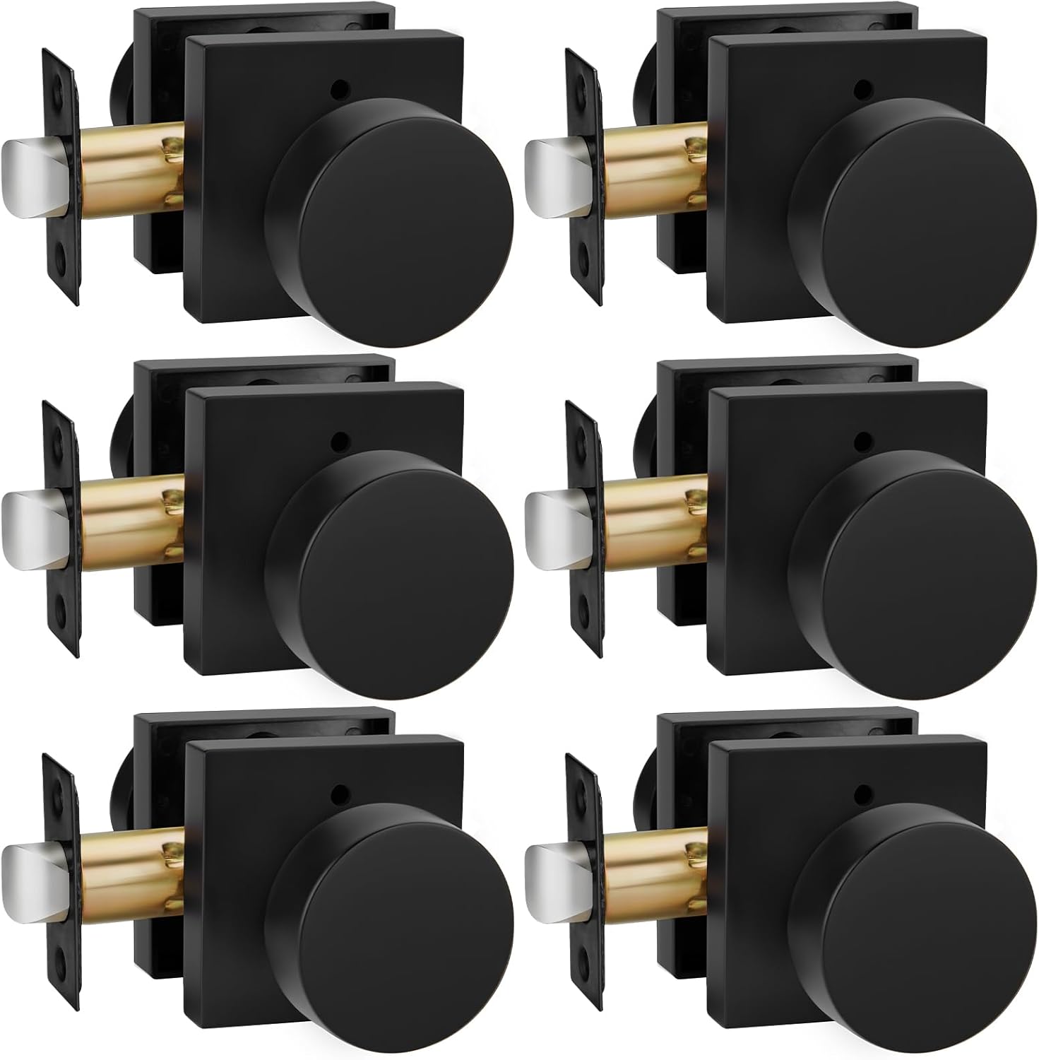 goldenwarm Privacy Black Interior Door Knobs, Zinc-Alloy Heavy Duty Interior Door Knobs Bedroom, Contemporary Door Knob Privacy, Matte Black Door Knob Interior for Bathroom(6 Pack)