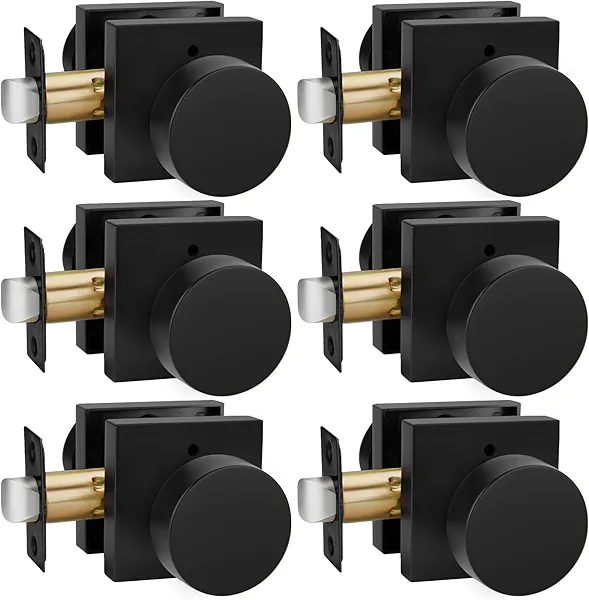goldenwarm Privacy Black Interior Door Knobs, Zinc-Alloy Heavy Duty Interior Door Knobs Bedroom, Contemporary Door Knob Privacy, Matte Black Door Knob Interior for Bathroom(6 Pack)