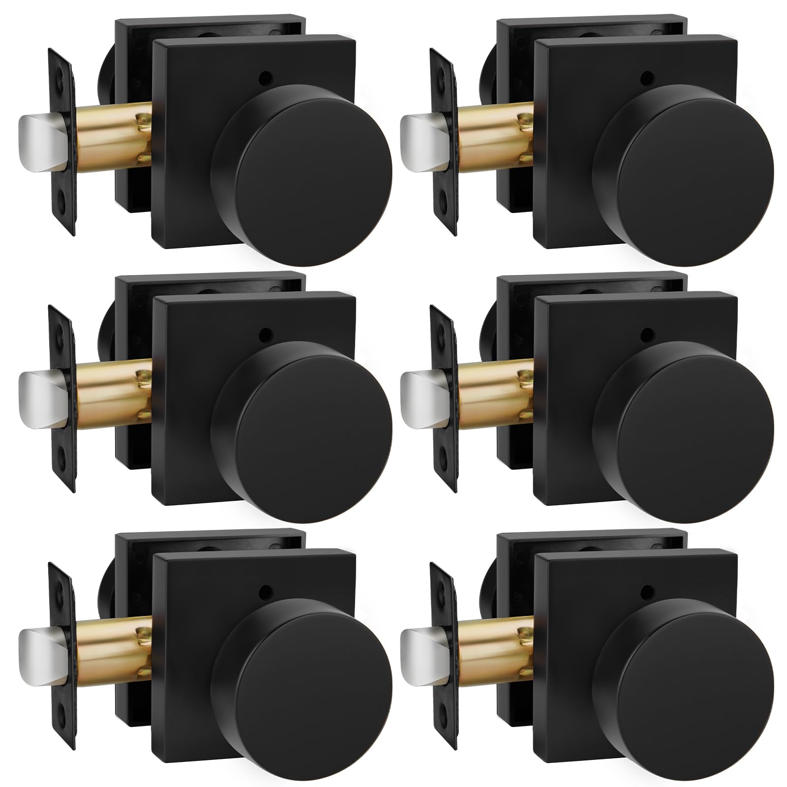 Photo 1 of Goldenwarm Privacy Black Door Knobs Interior, Zinc-Alloy Heavy Duty Matte Black Door Knobs Bedroom, Contemporary Interior Door Knob Privacy (6 Pack)