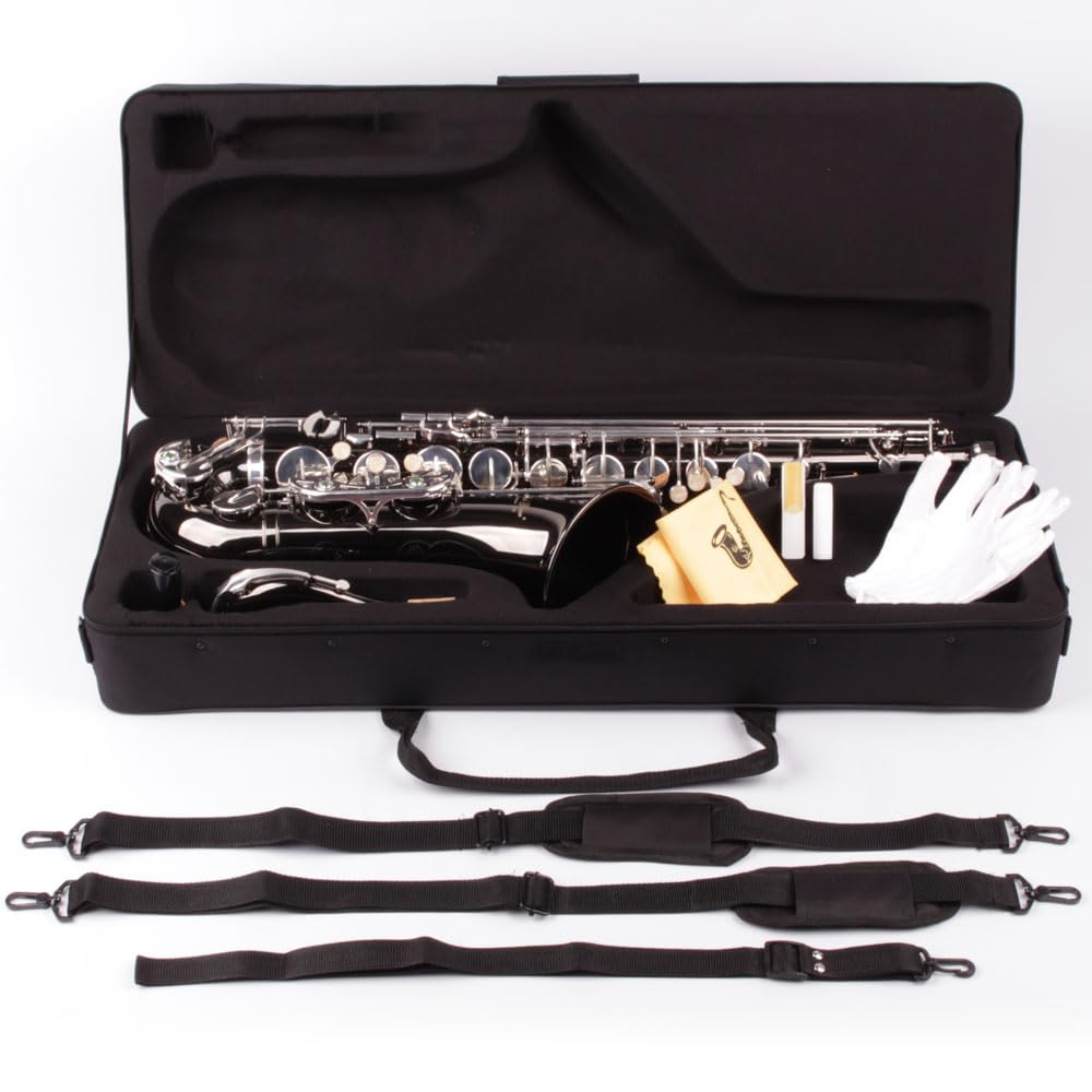 Tenor Saxofón negro cromado con maletín