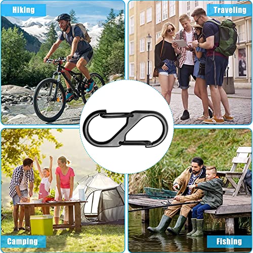 Foto von 20 Stück S Karabiner Schlüsselanhänger,Karabiner Mini Schwarz Schlüsselanhänger, Aluminiumlegierung Karabinerhaken, S-Form Metall Schnalle Doppelkarabiner, für Wandern, Camping, Reisen