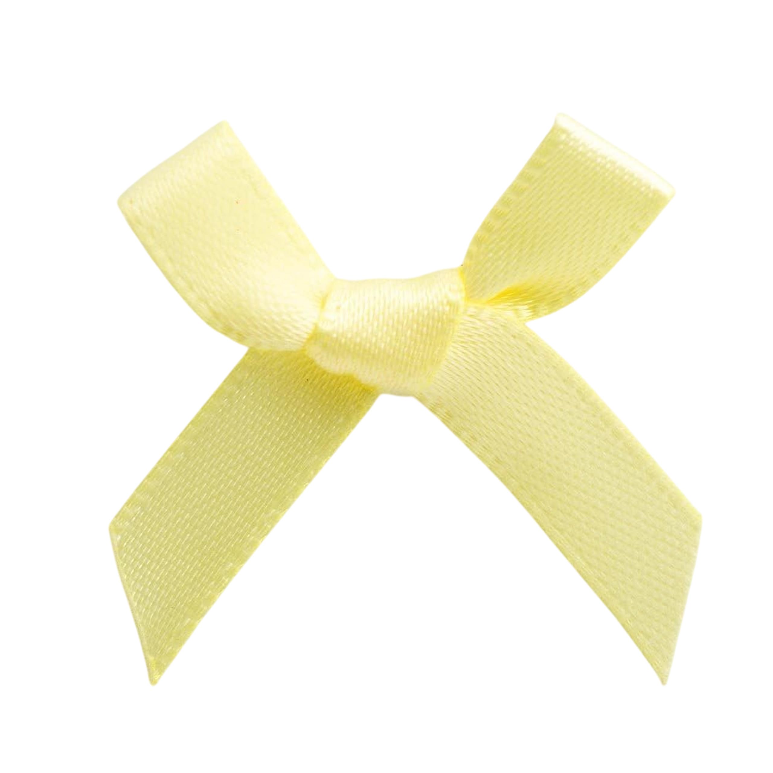Italian Options Mini Satin Ribbon Bows, Small Bow Decorations for Crafts, Gifts, Hampers, Hair Bow, Wedding Stationery, Floristry, Christmas, Cakes, Crafting, Lemon, 100 Pack, 3 cm