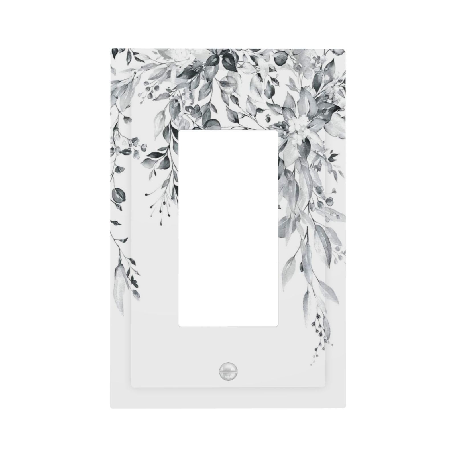 White/Grey Sage Eucalyptus Leaves 1 Gang Outlet Decorator Light Switch Wall Plate Cover Faceplate Decorative Switchplate Rocker/GFCI Outlet Cover