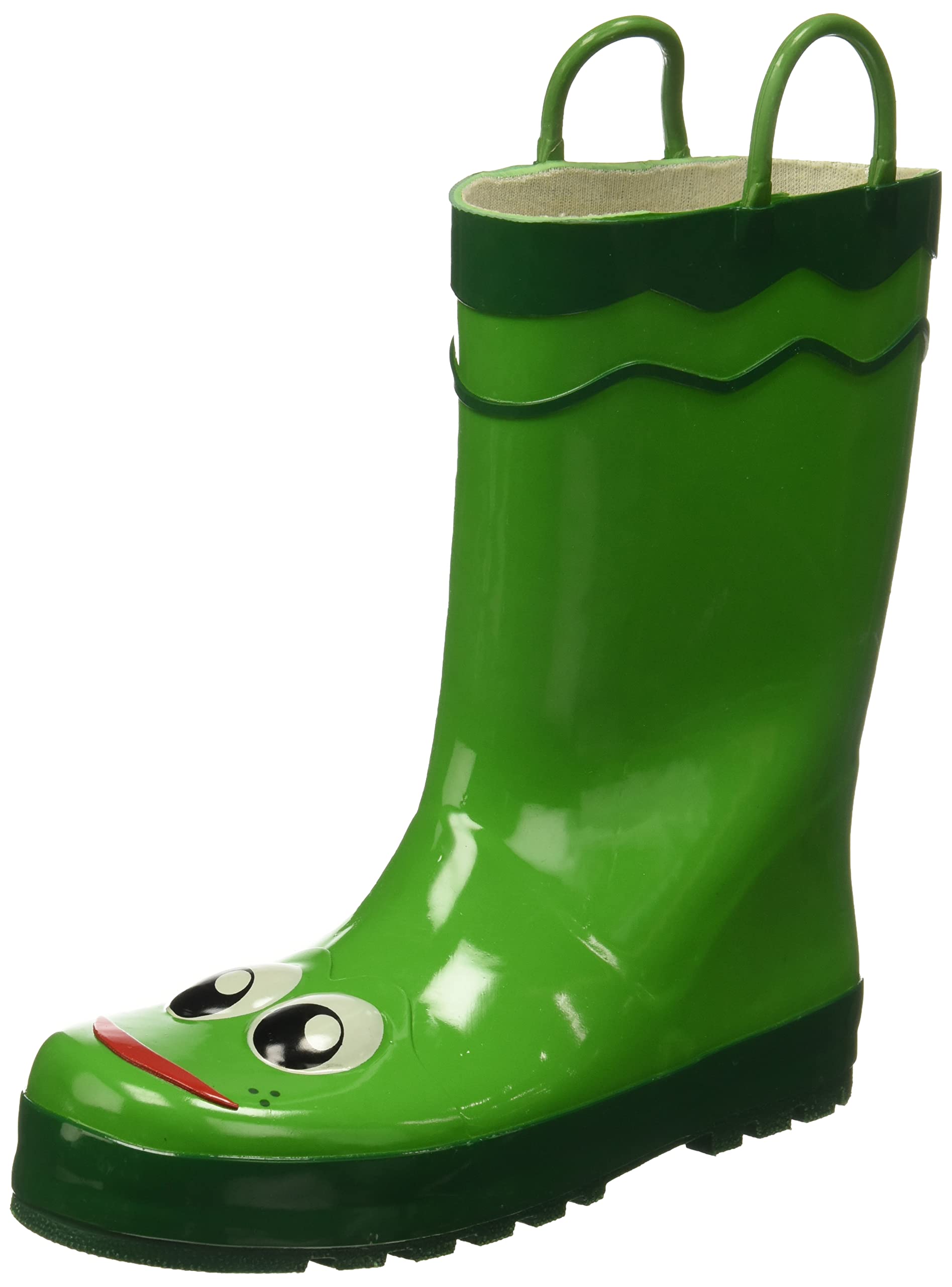Western ChiefBoys Waterproof Printed Rain Boot with Easy Pull On Handles, Fritz The Frog, 7 M US Toddler