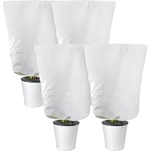 Alpurple 4 Packs Winter Drawstring Plant Covers-23.6 x 31.5 Inch Warm Plant Protection Cover Bags, Frost Cloth Blanket Protecting Fruit Tree Potted Plants from Freezing Animals Eating