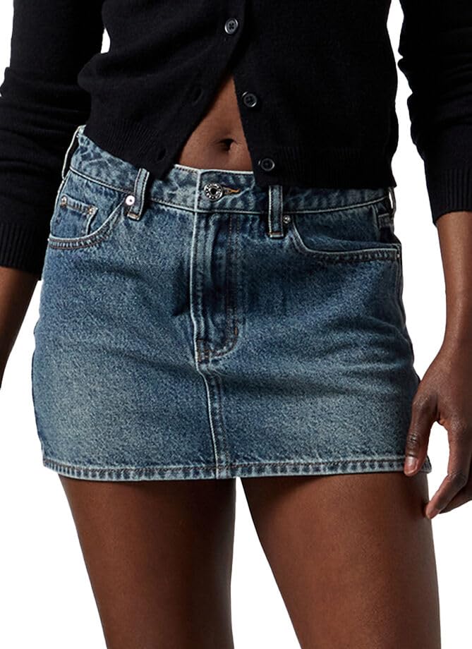 PacSun Women's Bella Dark Indigo Mid Rise Denim Mini Skirt - Multicolor
