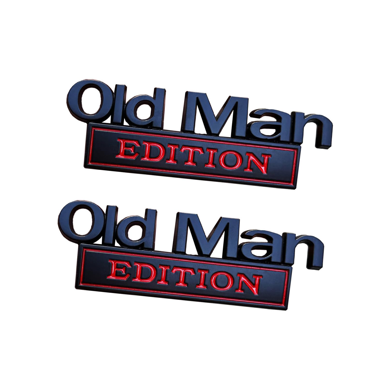 2 Pack Old Man Edition 3D Metal Car Emblem - Vintage Zinc Alloy Auto Badge, Universal Fit for Truck, SUV, Fender, Tailgate, Bumper (Silver and Red) — view 6