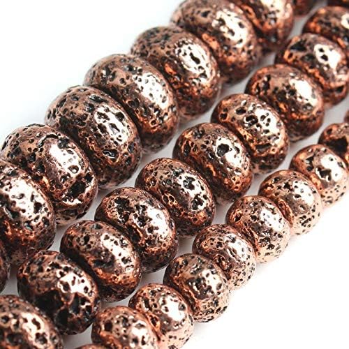 6/8/10 mm Natural Red Copper Hematite Stone Beads Rondelle Spacer Beads for Accessories Jewellery Making DIY 15‘’ - (Item Dia: 8.5x5mm 70pcs)