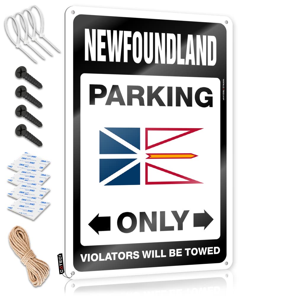 Fzfn Colour Newfoundland Parking Only Indie Room Decor Room Hanging | Cottage Tin Metal Decor Sweet Vintage Metal Wall Decor(30X40cm)