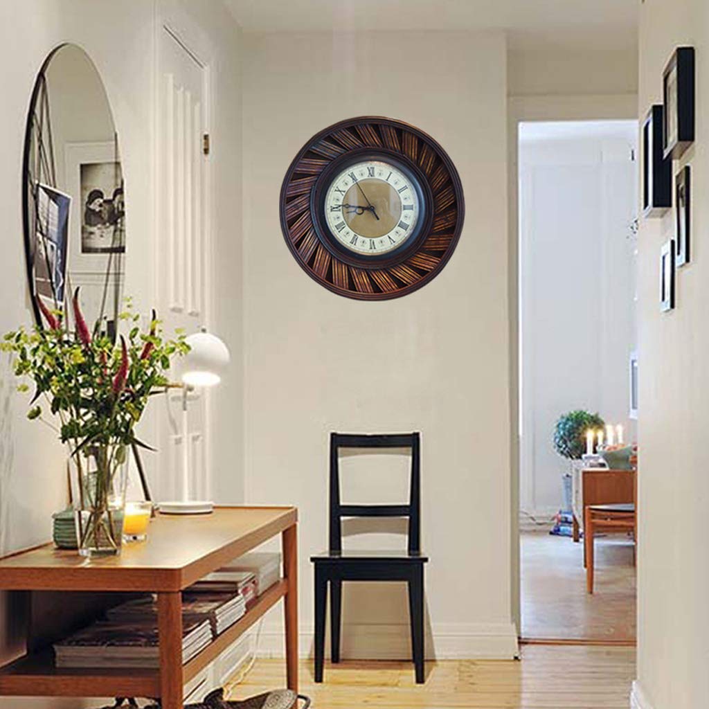 Horloge murale rétro de 36 cm en bois de bambou idéale pour décorer votre salon
