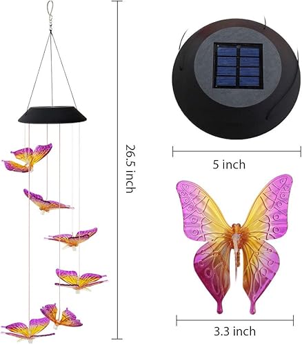 Miniatura 3 de Lámpara solar con diseño de colibrí, campanilla de viento con pájaro que cambia de color, luces decorativas para el jardín al aire libre y terrazas,