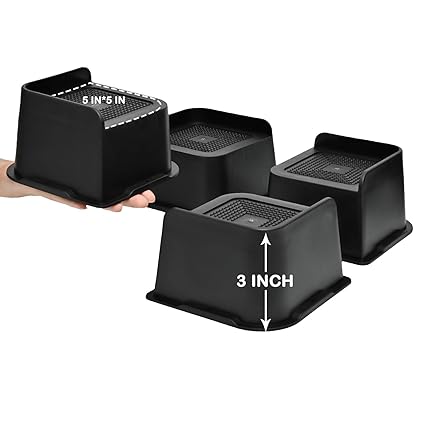 shouwuhho Bed Risers 3 Inch Heavy Duty, Furniture Risers with Durable Plastic, Oversized Bed Lifts Risers Support up to 5,000 LBS for Sofa, Bed Frame, Tables, Couches, 4 Pack, Black