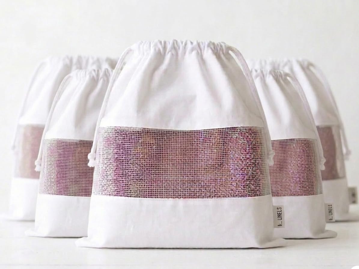 MEUBELS Cotton Handbag Dust Cover for Women | Breathable Fabric with Mesh Window | Travel & Storage Bag for Purses, Totes & Sling Bags (6, White)-image-15
