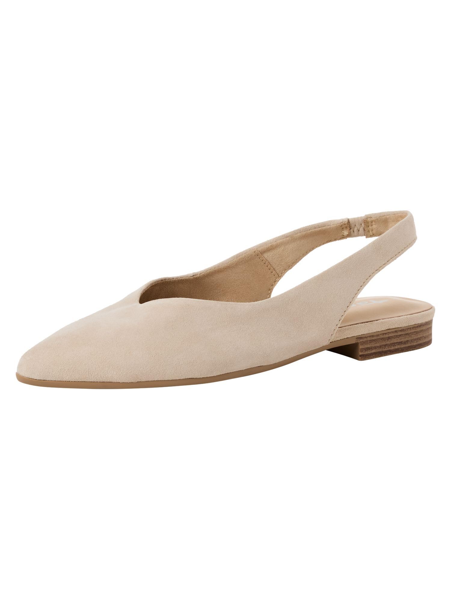 Tamaris Women's slingback pump with block heel Leather beige 5 UK