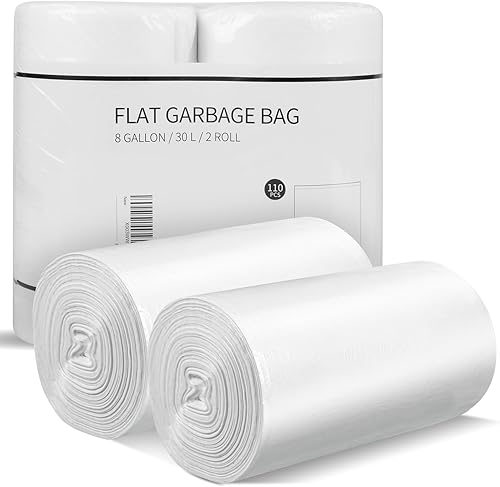 Bolsas de basura de 8 galones, bolsas de basura para el hogar, cocina, baño, oficina, dormitorio, color blanco, sin perfume, 110 unidades