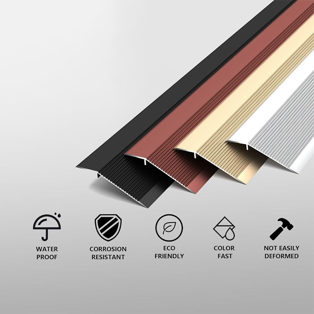 Antypoślizgowa aluminiowa listwa przejściowa do podłogi 10-35 mm regulacja wysokości adapter drzwi i płytek do podłóg winylowych i laminowanych srebrna 100 cm - idealna do bezszwowych rozwiązań
