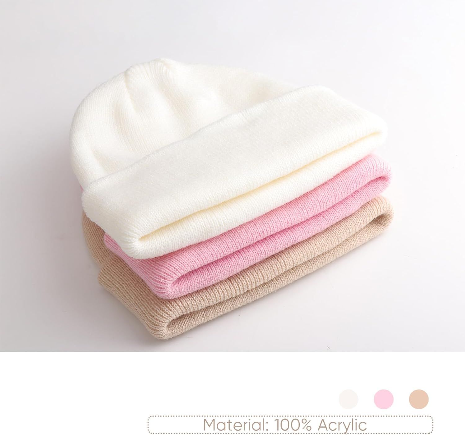 DRESHOW BQUBO 3 Pack Baby Beanies Toddler Kids Winter Hats Soft Knit Hat for Baby Boys Girls Warm Cap Beanies