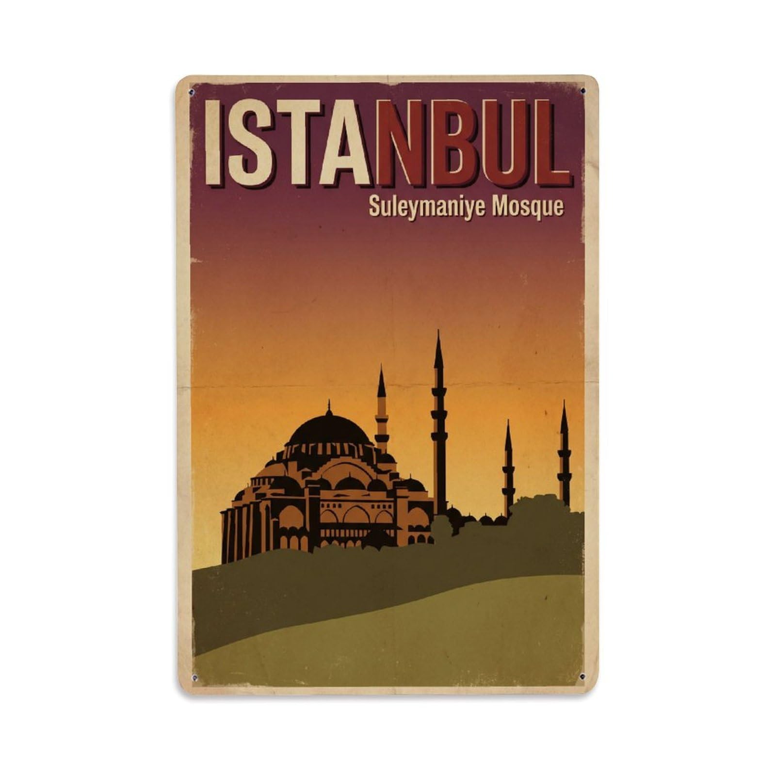 Gead 8X12inch Style Vintage Travel Istanbul Suleymaniye Mosque Glory Metal Tin Sign