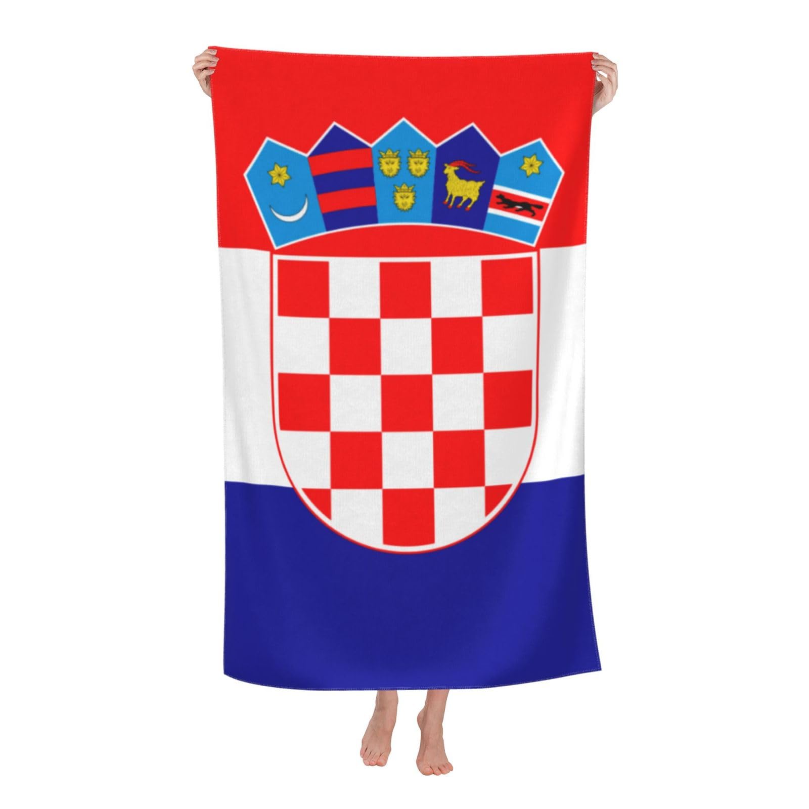 LSRCPD Beach Towel Croatia Flag Pattern Microfiber Beach Towels Blanket Oversized Tropical Big Extra Large XL Pool Towels Quick Dry Sandproof for Women Girls Kids