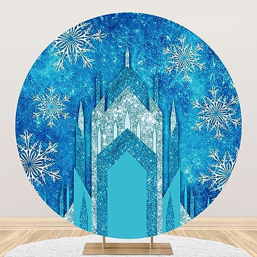 Fondo redondo Renaiss 7x7ft poliéster blanco azul