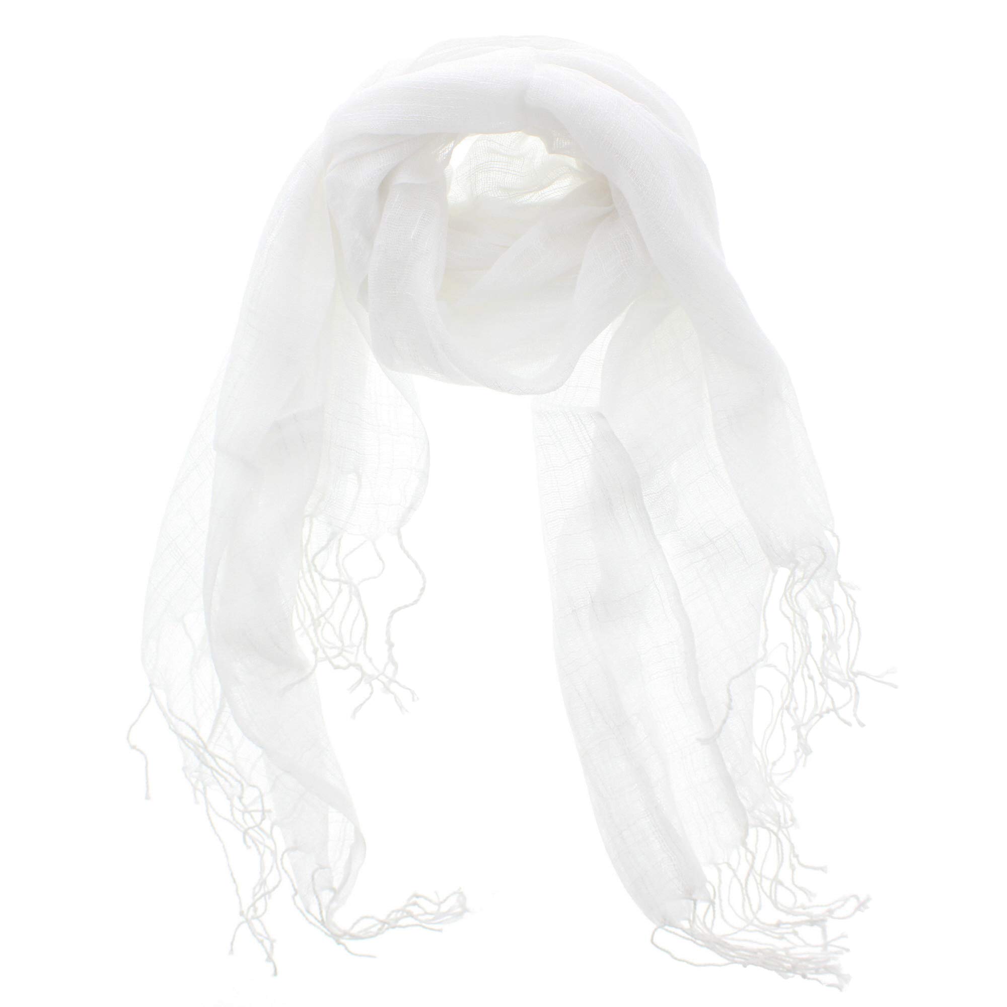 Zac's Alter Ego Women's White Lightweight Fashionable Linen Scarves