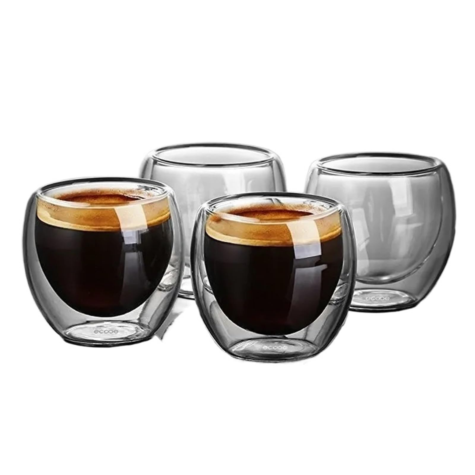 Zestaw 6 filiżanek ze szkła borokrzemowego o podwójnych ściankach żaroodpornych do herbaty, mleka, soków owocowych, kawy (150 ml, 2 szt.)