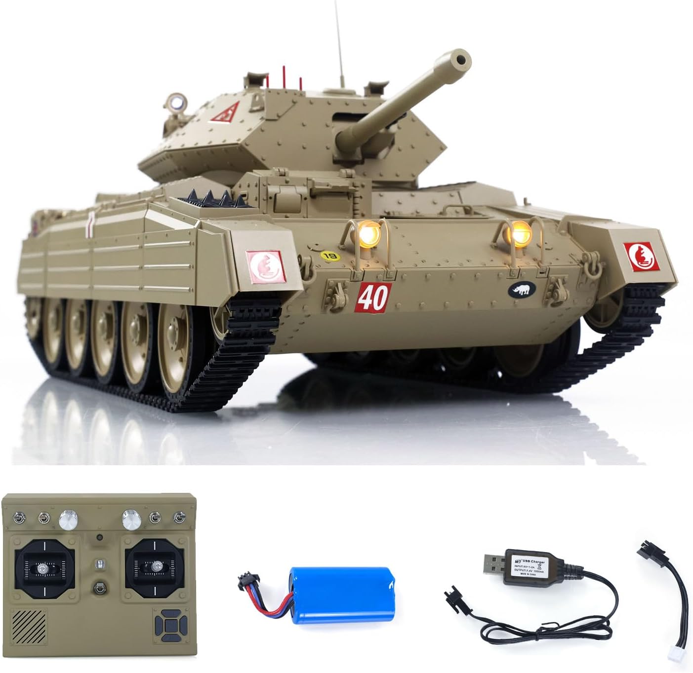 US in Stock, 1/16 2.4G RC Military Tank Coolbank Crusader Mk Iii Wireless Control Battle Tank Model 360°Turret Rotary Smoke Sound Lights RTR Hobby Grade Model for Adult(Yellow)