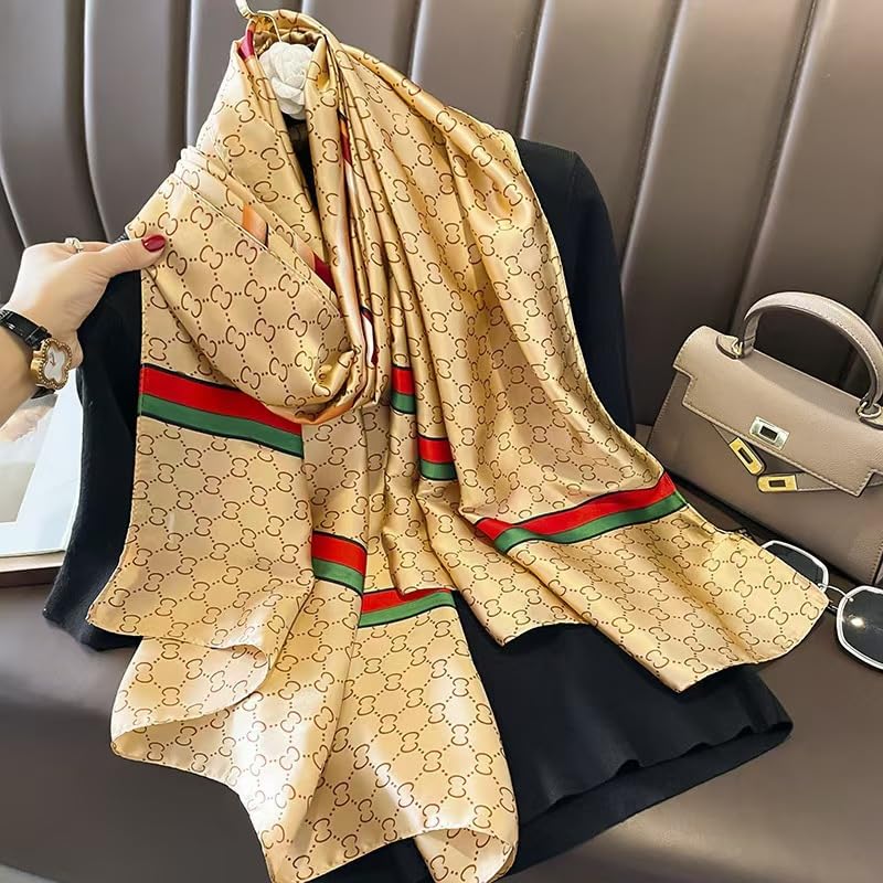 Image of Floral Printed Silk stole | silk Scarf for Women | stylish silk stole for women | Soft Lightweight Stole, Shawl & Neck Wrap | Scarf for Wedding, Party, Travel & Casual Wear