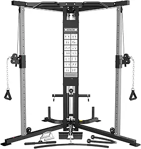 DONOW Cable Crossover Machine, Cable Fly Machine Home Gym System Workout Station with Dual Pulley System Pull-Up Bar Cable Bar and LAT Pull Down System