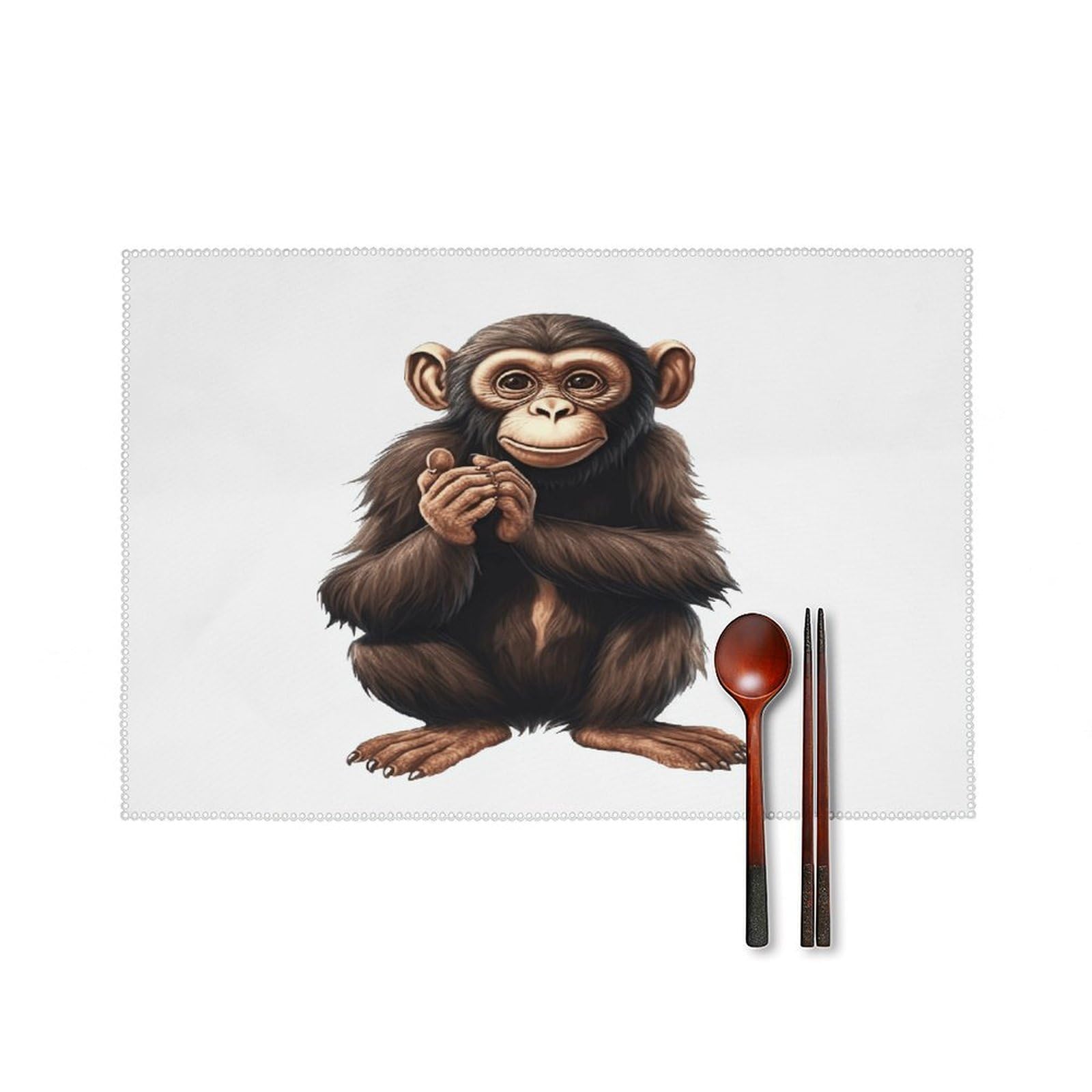 Fekiloot Style Sitting Monkey Placemats Set Of 6,Table Mat