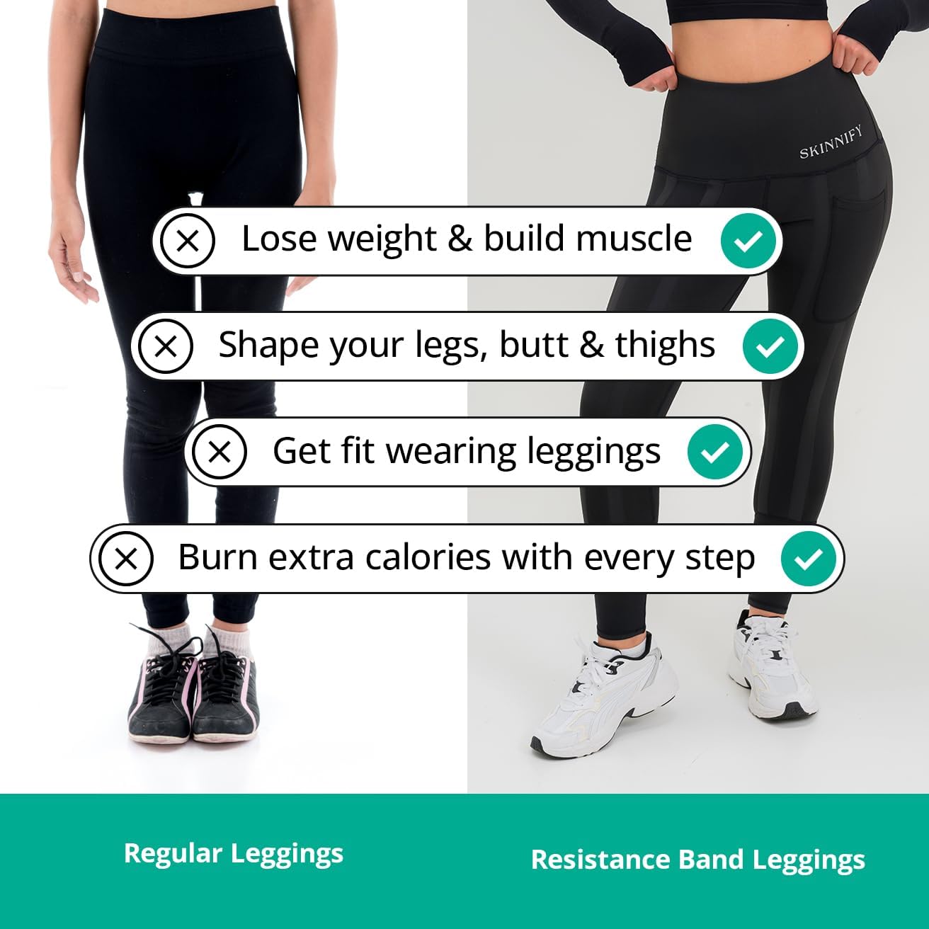 Skinnify Resistance Band Leggings for Women High Waisted Butt Lift Leggings Ladies Tummy Control Workout Pants Compression - Image 4