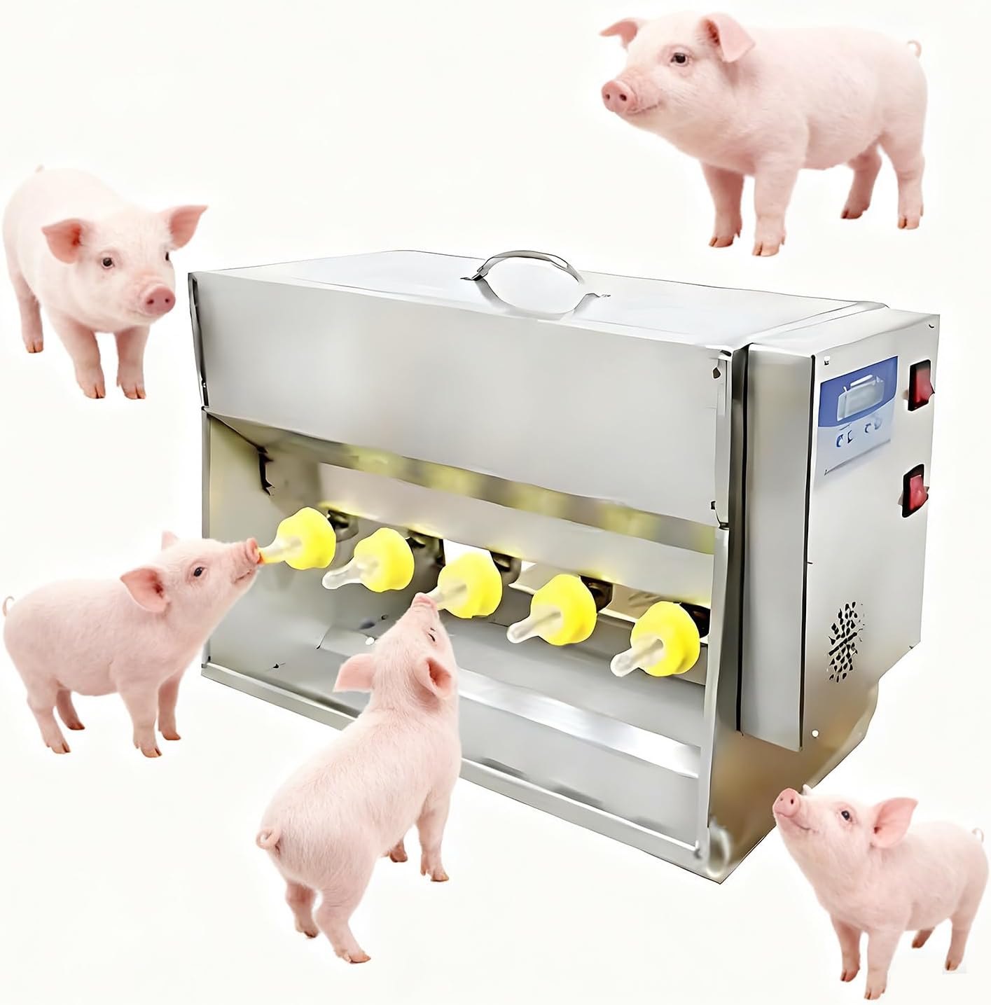 Automatic Piglet Feeding Bottle, Constant Temperature Piglet Feeding Bottle, Nipple Silicone Piglet Feeding Station, Suitable for Farms and Pastures 10 Nipples