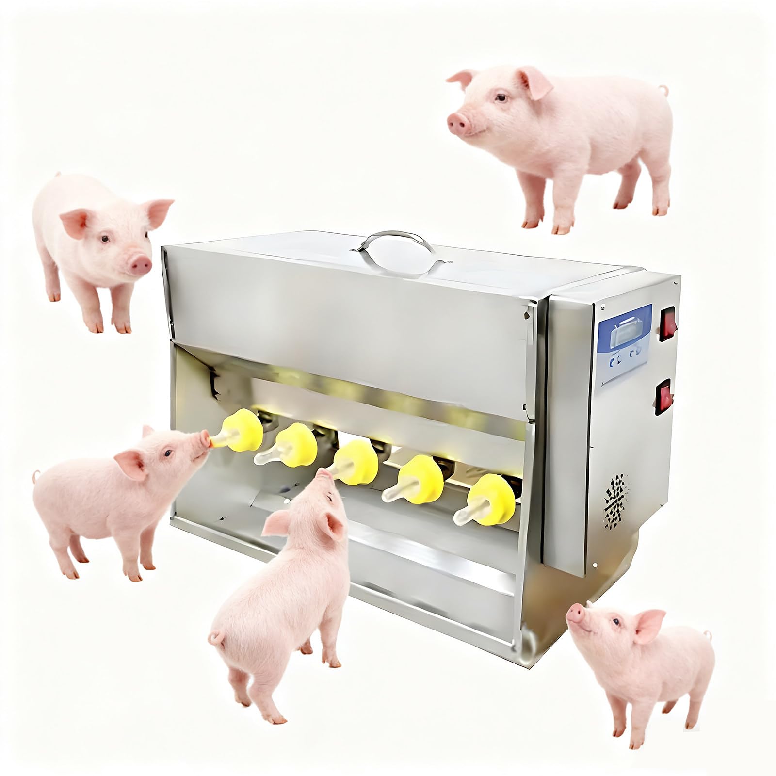 Biberon automatico a temperatura costante e capezzoli in silicone per uso agricolo e pascolo