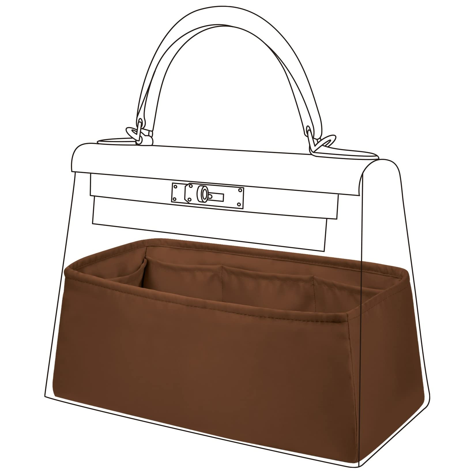 DGAZ Silk Purse Organiser Insert Fits MiniKelly Pochette, Silky Smooth Bag Organiser, Luxury Handbag & Tote Shaper (Gold, MiniKelly Pochette)